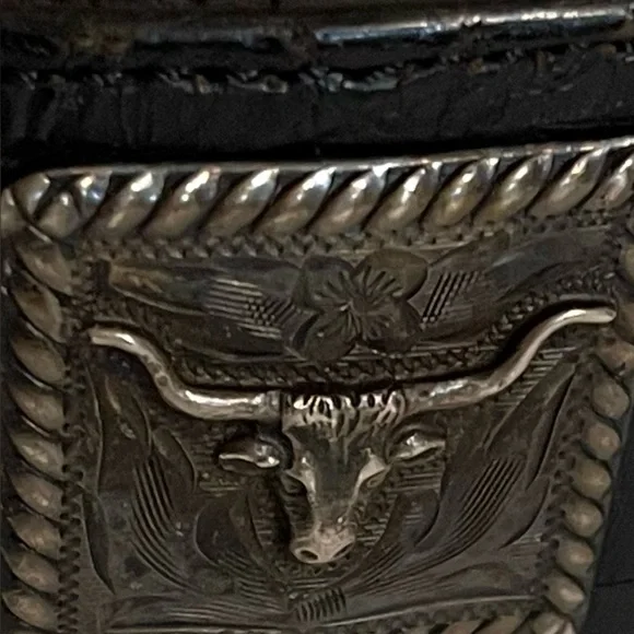 Vintage Women’s Belt Leather, 13- 1”Sq Sterling SilverConchos 1.25”w Size L